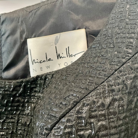 Nicole Miller High Low Prom Wedding Guest Gown Dress Textured Pockets Black 8 - Picture 8 of 8